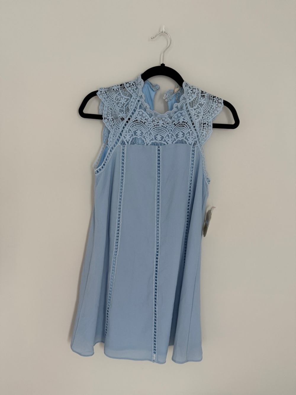 NWT Altar’d State light Blue Lace Yoke Sleeveless Dress Above Knee